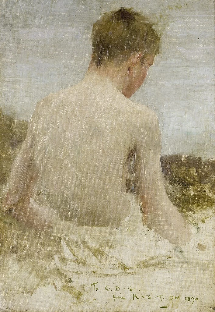 Schiena di un bagnante